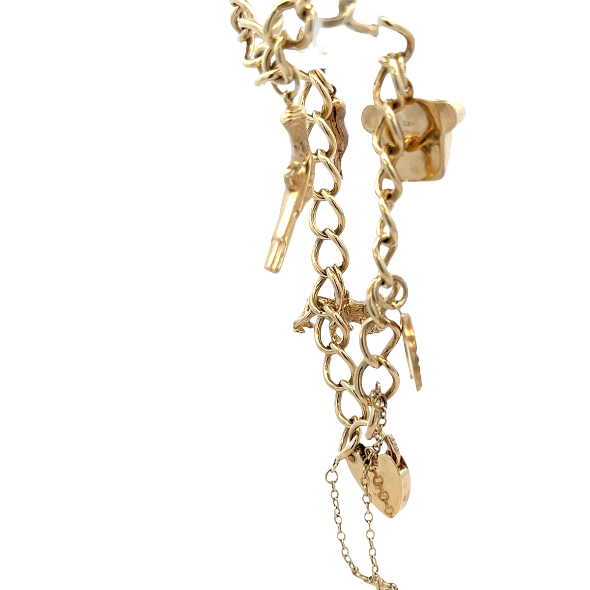 9ct yellow gold charm bracelet 20.4g (sh27852b)