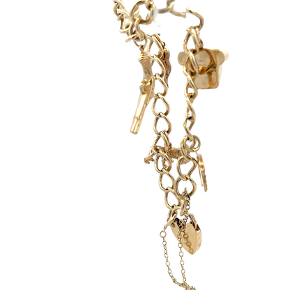9ct yellow gold charm bracelet 20.4g (sh27852b)