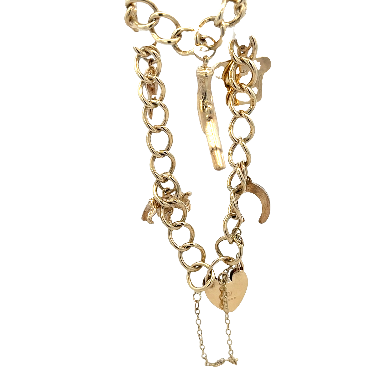 9ct yellow gold charm bracelet 20.4g (sh27852b)