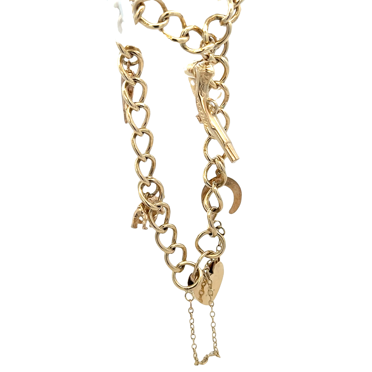 9ct yellow gold charm bracelet 20.4g (sh27852b)