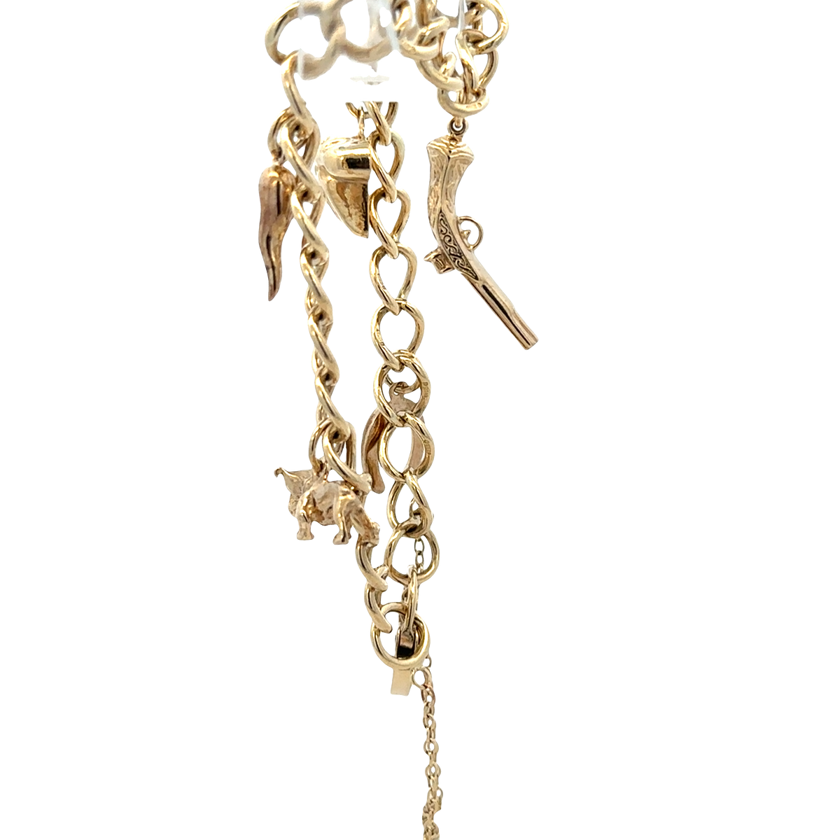 9ct yellow gold charm bracelet 20.4g (sh27852b)