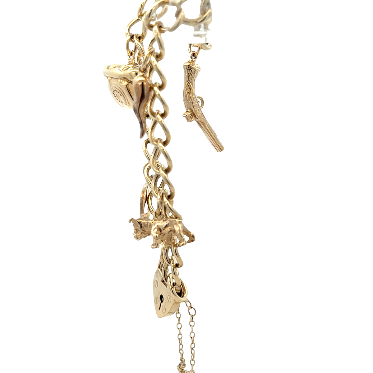 9ct yellow gold charm bracelet 20.4g (sh27852b)