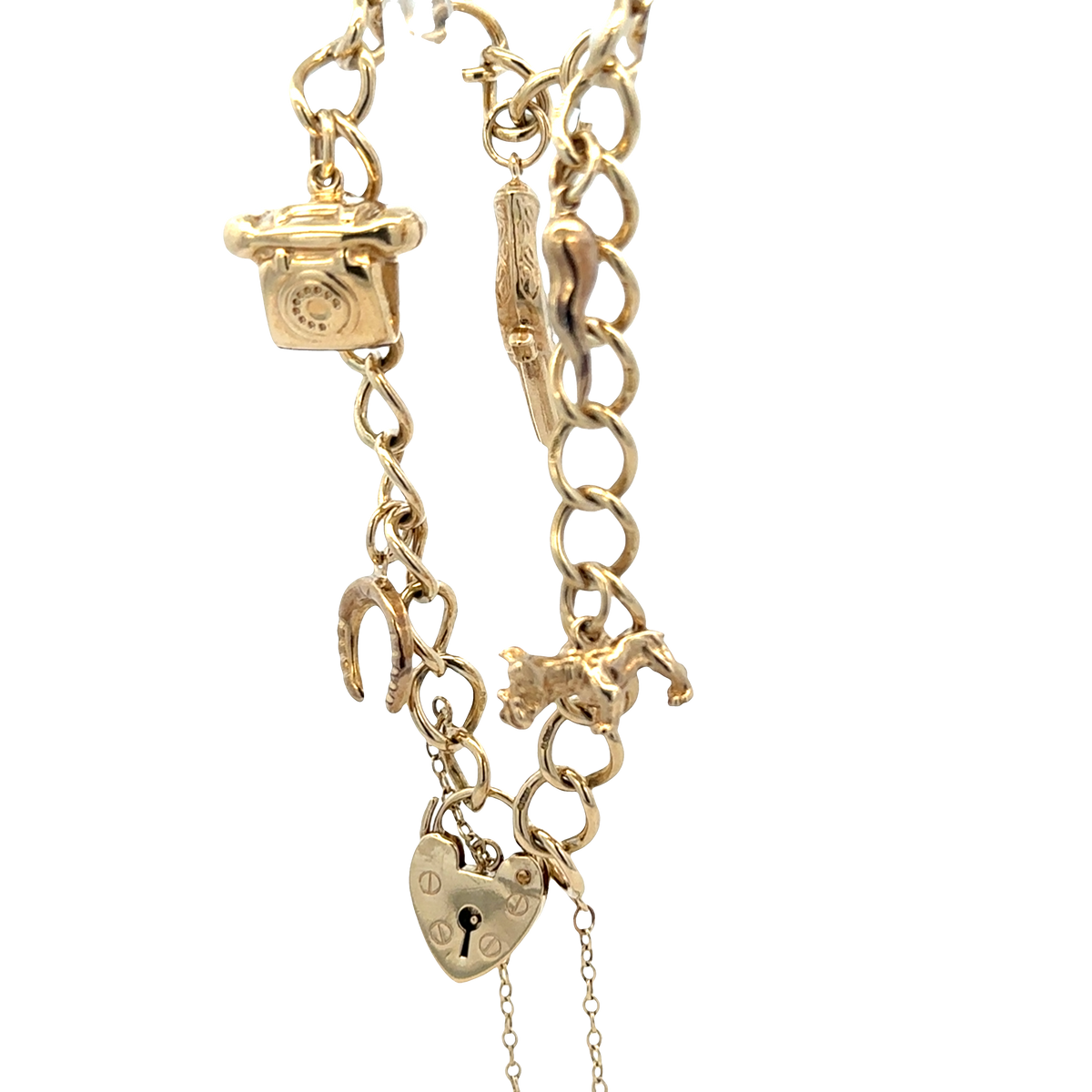 9ct yellow gold charm bracelet 20.4g (sh27852b)