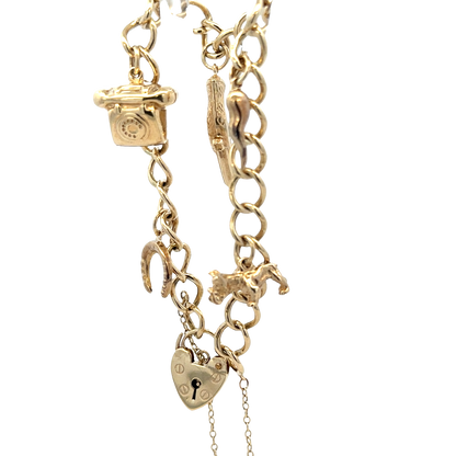 9ct yellow gold charm bracelet 20.4g (sh27852b)