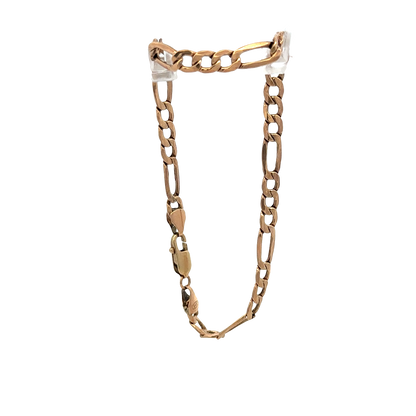 9ct yellow gold figaro bracelet 3.3g (sh27001b)