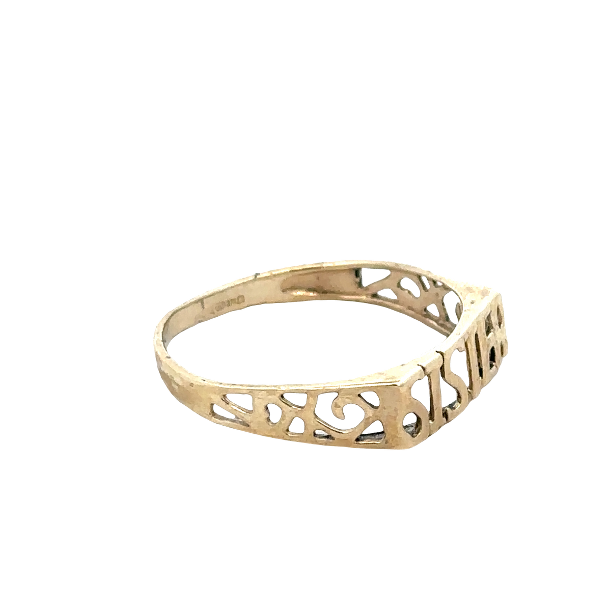 9ct yellow gold SISTER ring size Q (sh25696l)