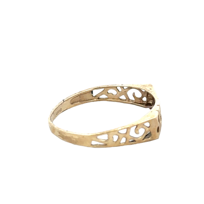 9ct yellow gold SISTER ring size Q (sh25696l)