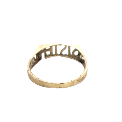 9ct yellow gold SISTER ring size Q (sh25696l)