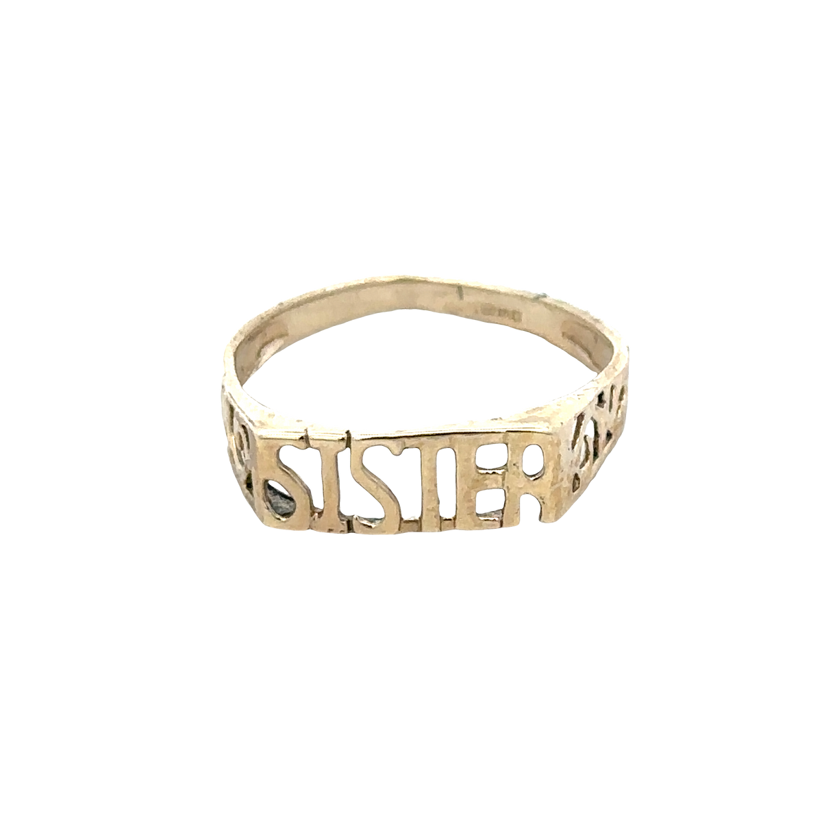 9ct yellow gold SISTER ring size Q (sh25696l)