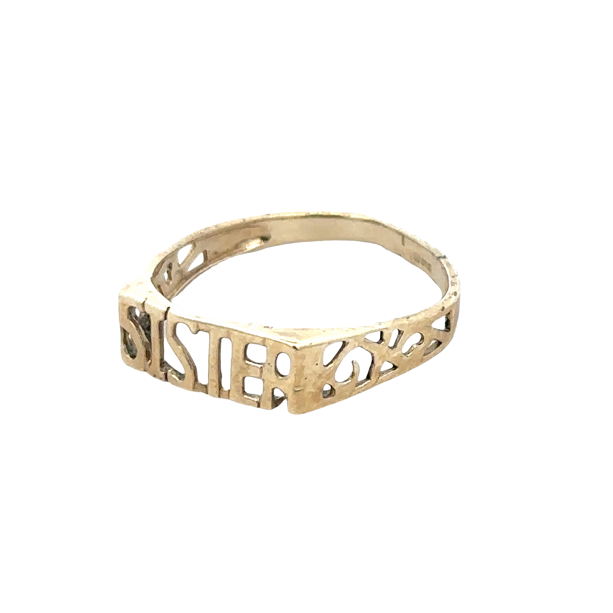 9ct yellow gold SISTER ring size Q (sh25696l)