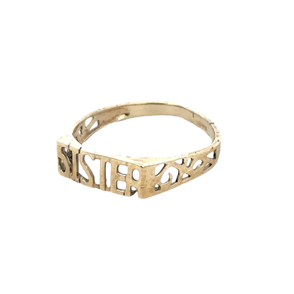 9ct yellow gold SISTER ring size Q (sh25696l)