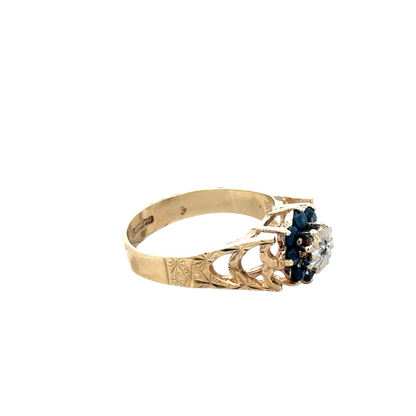 9ct yellow gold sapphire and diamond ring size O (sh27622b)