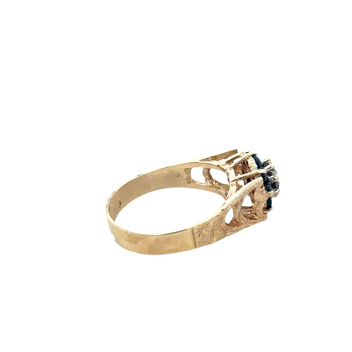 9ct yellow gold sapphire and diamond ring size O (sh27622b)