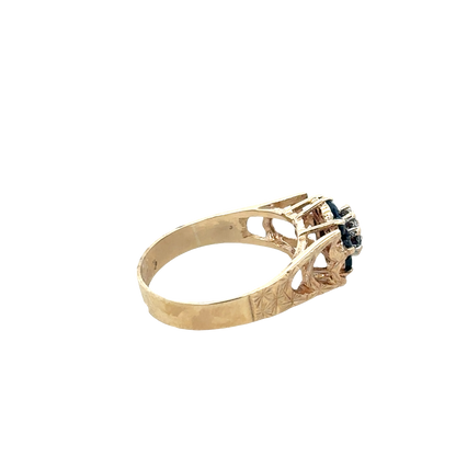 9ct yellow gold sapphire and diamond ring size O (sh27622b)