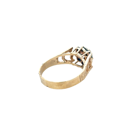 9ct yellow gold sapphire and diamond ring size O (sh27622b)