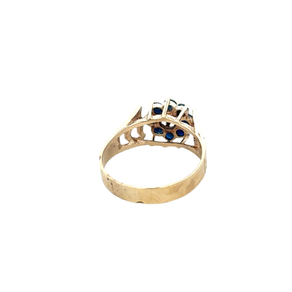 9ct yellow gold sapphire and diamond ring size O (sh27622b)