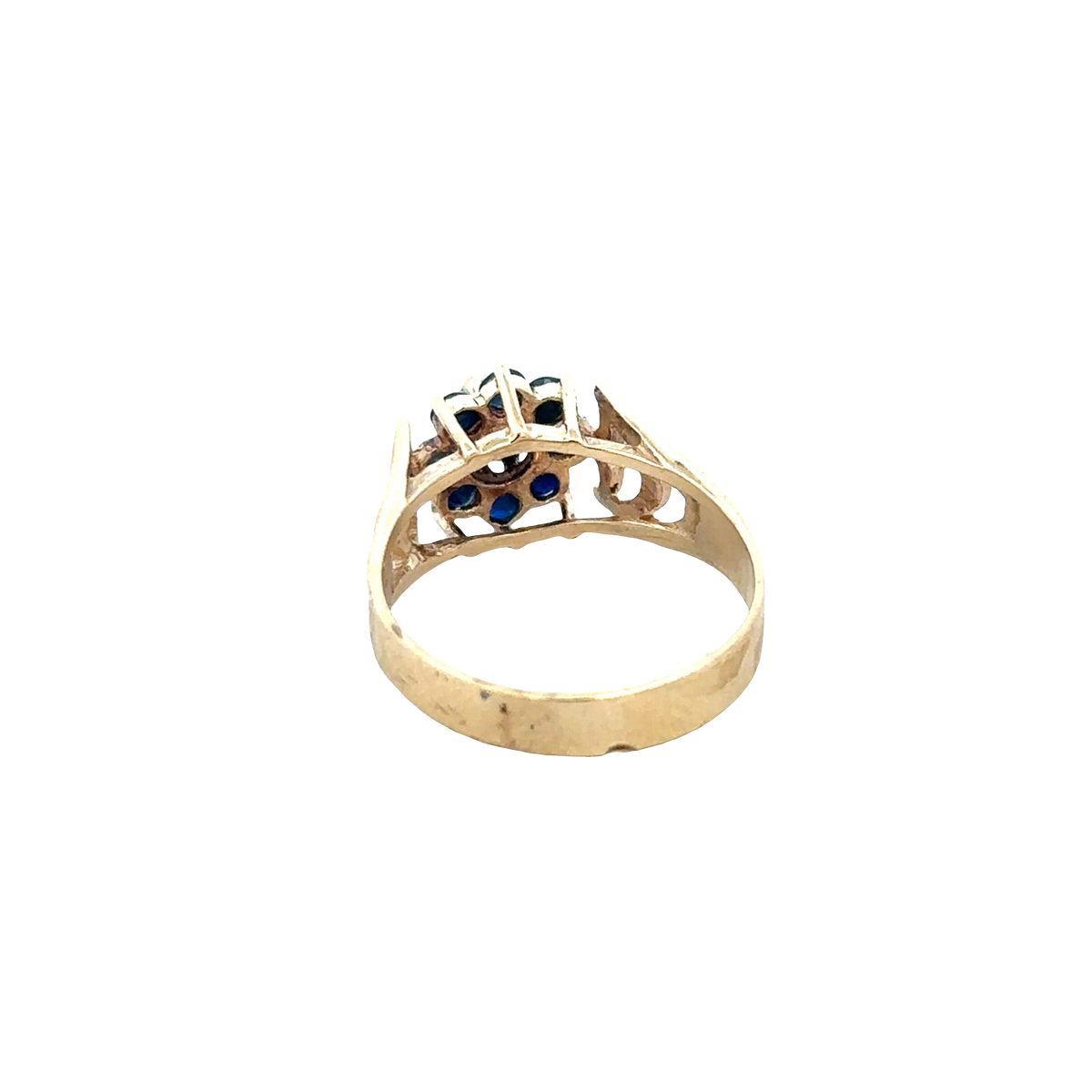 9ct yellow gold sapphire and diamond ring size O (sh27622b)