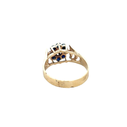 9ct yellow gold sapphire and diamond ring size O (sh27622b)