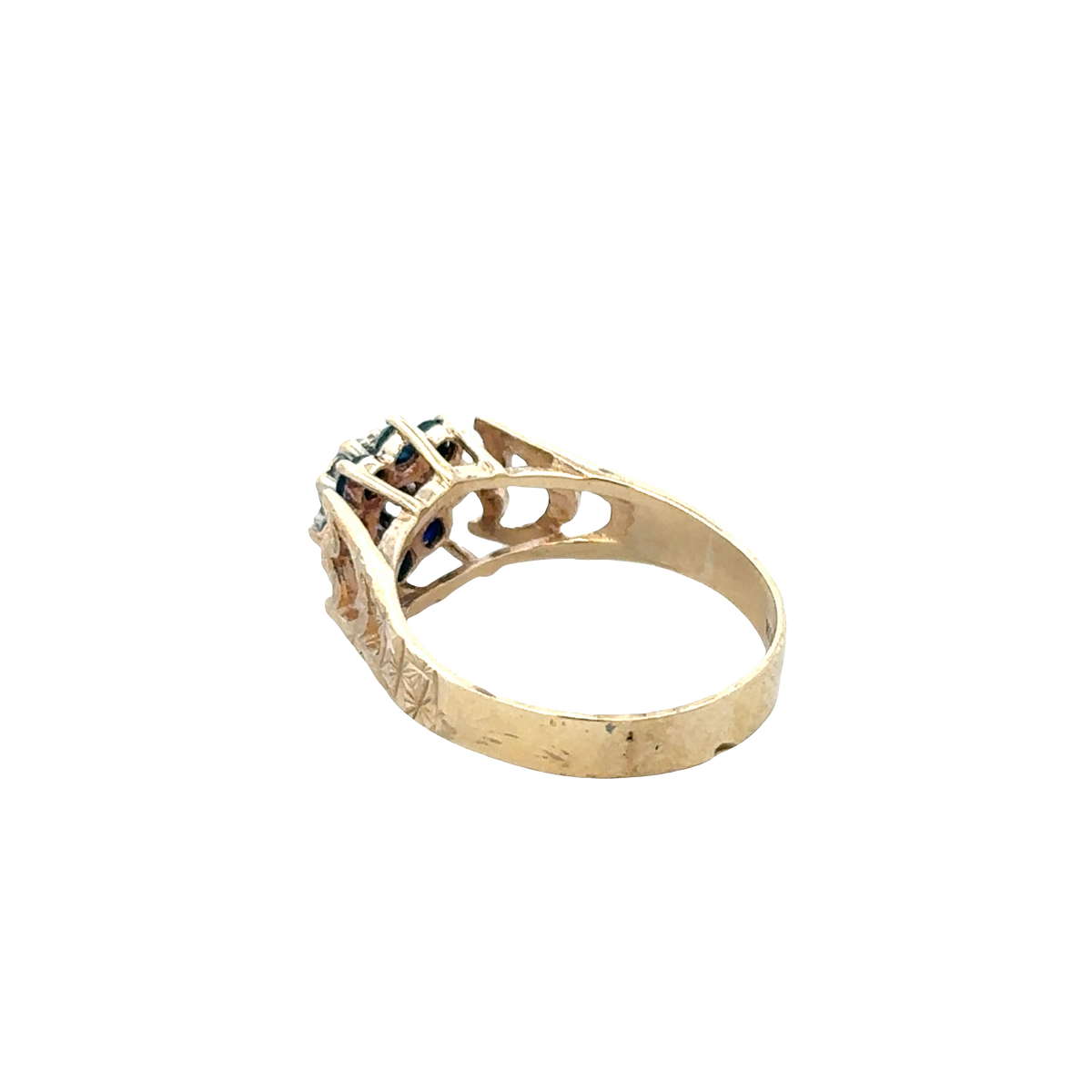 9ct yellow gold sapphire and diamond ring size O (sh27622b)