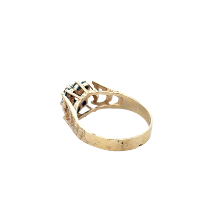 9ct yellow gold sapphire and diamond ring size O (sh27622b)