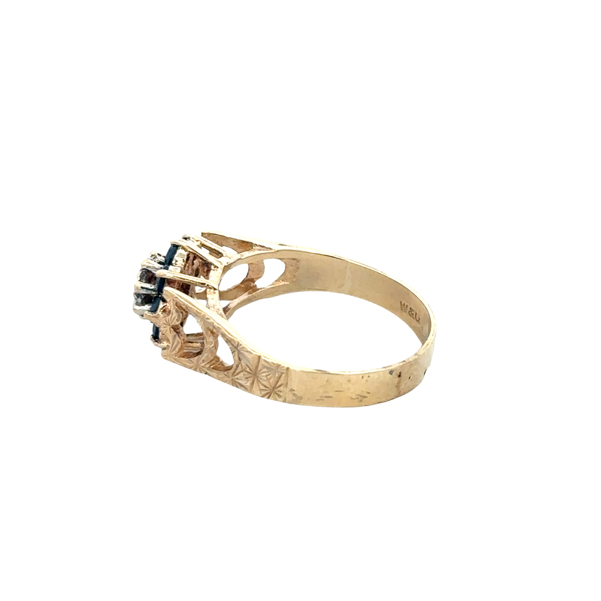 9ct yellow gold sapphire and diamond ring size O (sh27622b)