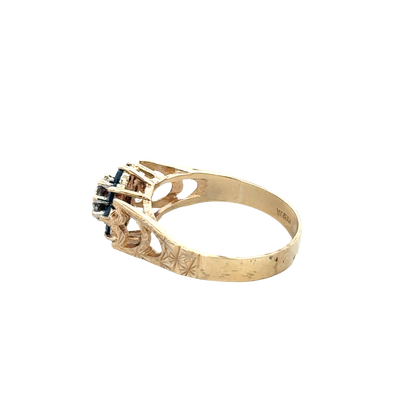 9ct yellow gold sapphire and diamond ring size O (sh27622b)