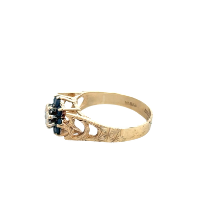 9ct yellow gold sapphire and diamond ring size O (sh27622b)