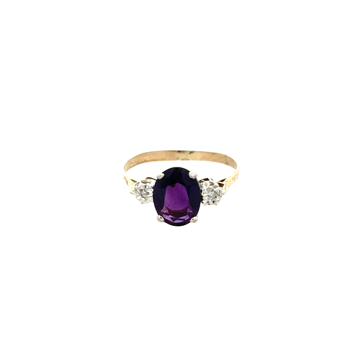 9ct yellow gold diamond ring size M1/2 (sh27794b)