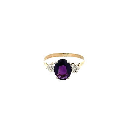 9ct yellow gold diamond ring size M1/2 (sh27794b)