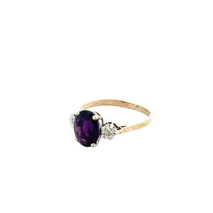 9ct yellow gold diamond ring size M1/2 (sh27794b)