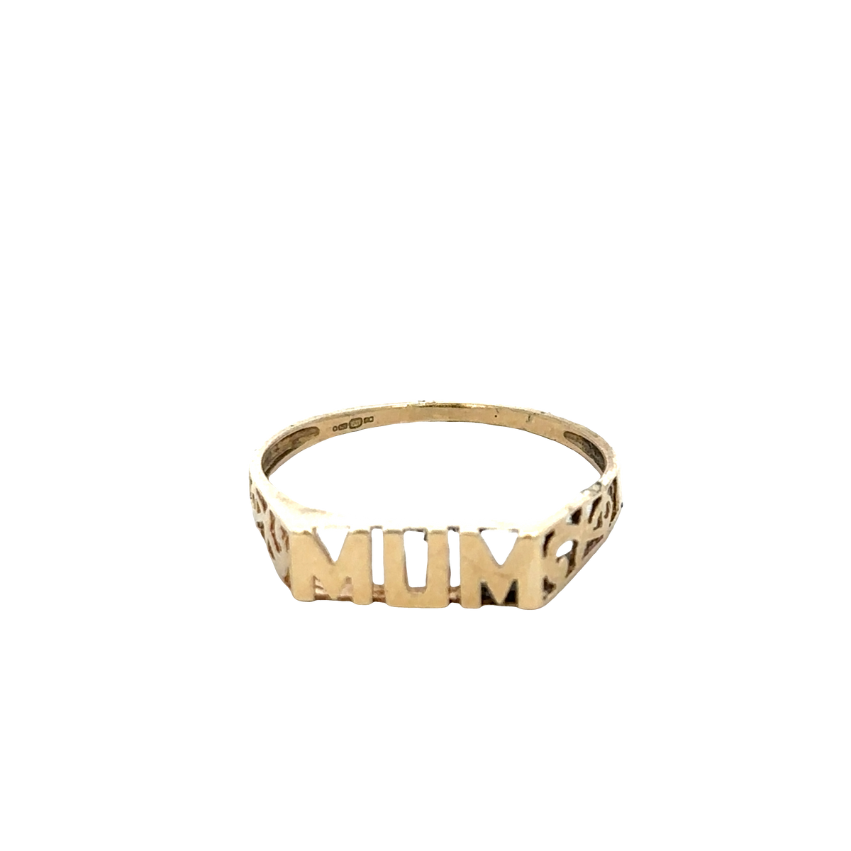 9ct yellow gold MUM ring size Q (sh27864b)