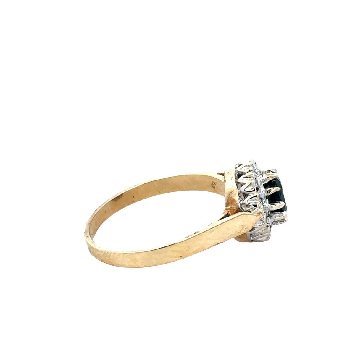 9ct yellow gold sapphire and diamond ring size O (sh27803b)