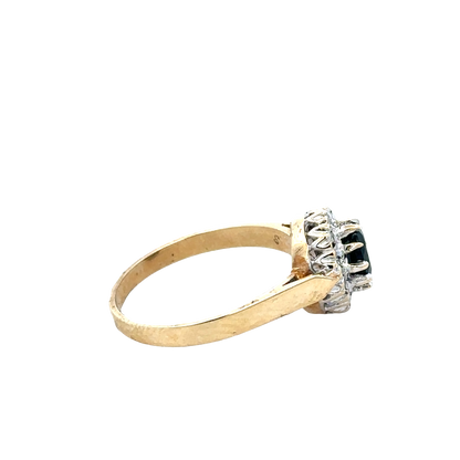 9ct yellow gold sapphire and diamond ring size O (sh27803b)