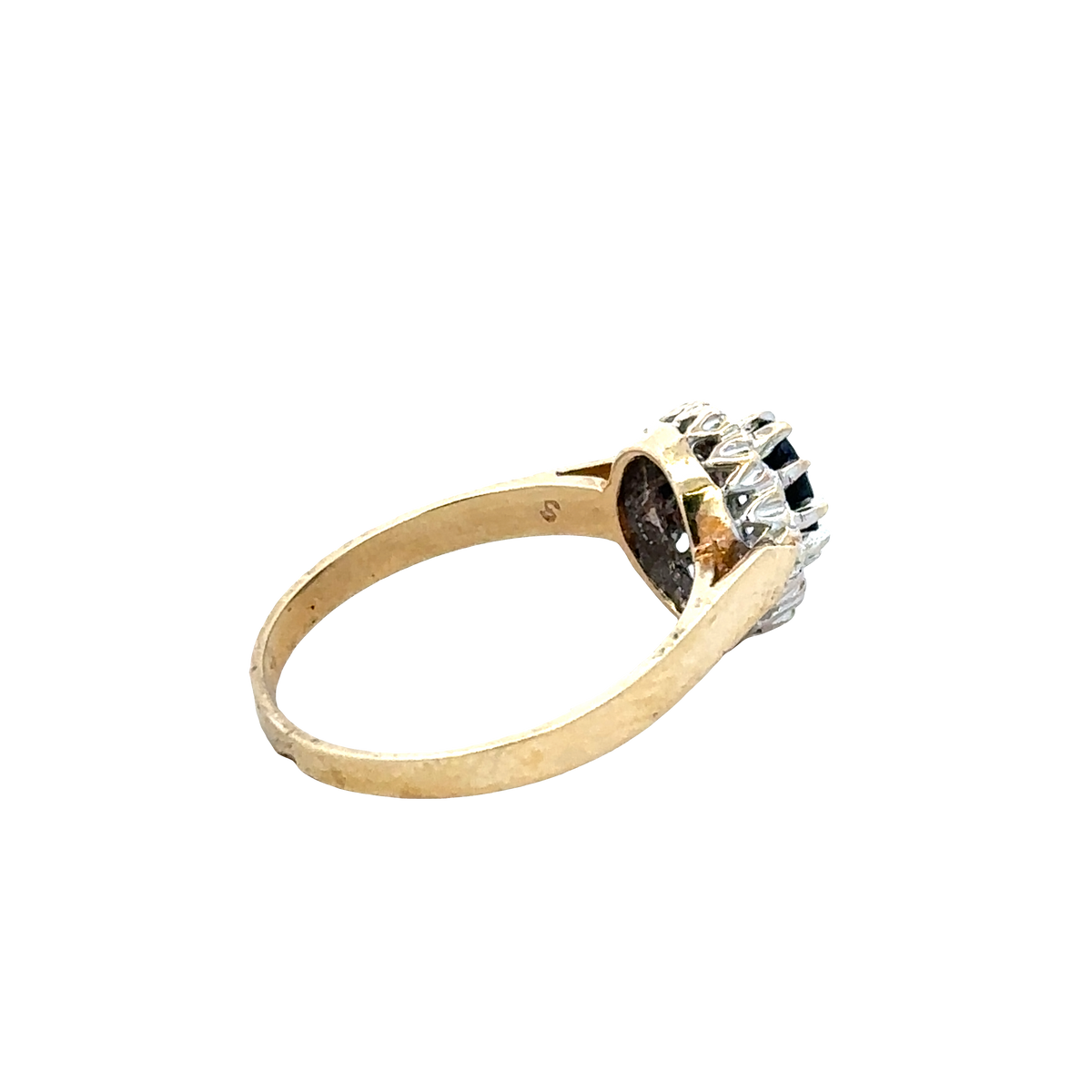 9ct yellow gold sapphire and diamond ring size O (sh27803b)