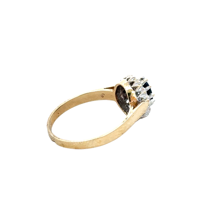9ct yellow gold sapphire and diamond ring size O (sh27803b)