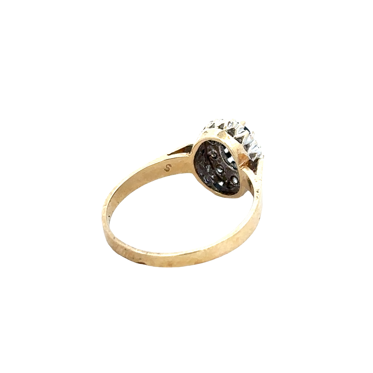 9ct yellow gold sapphire and diamond ring size O (sh27803b)