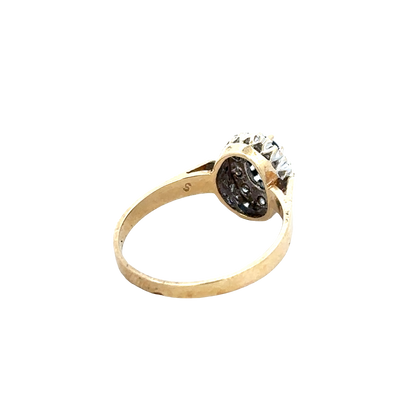 9ct yellow gold sapphire and diamond ring size O (sh27803b)