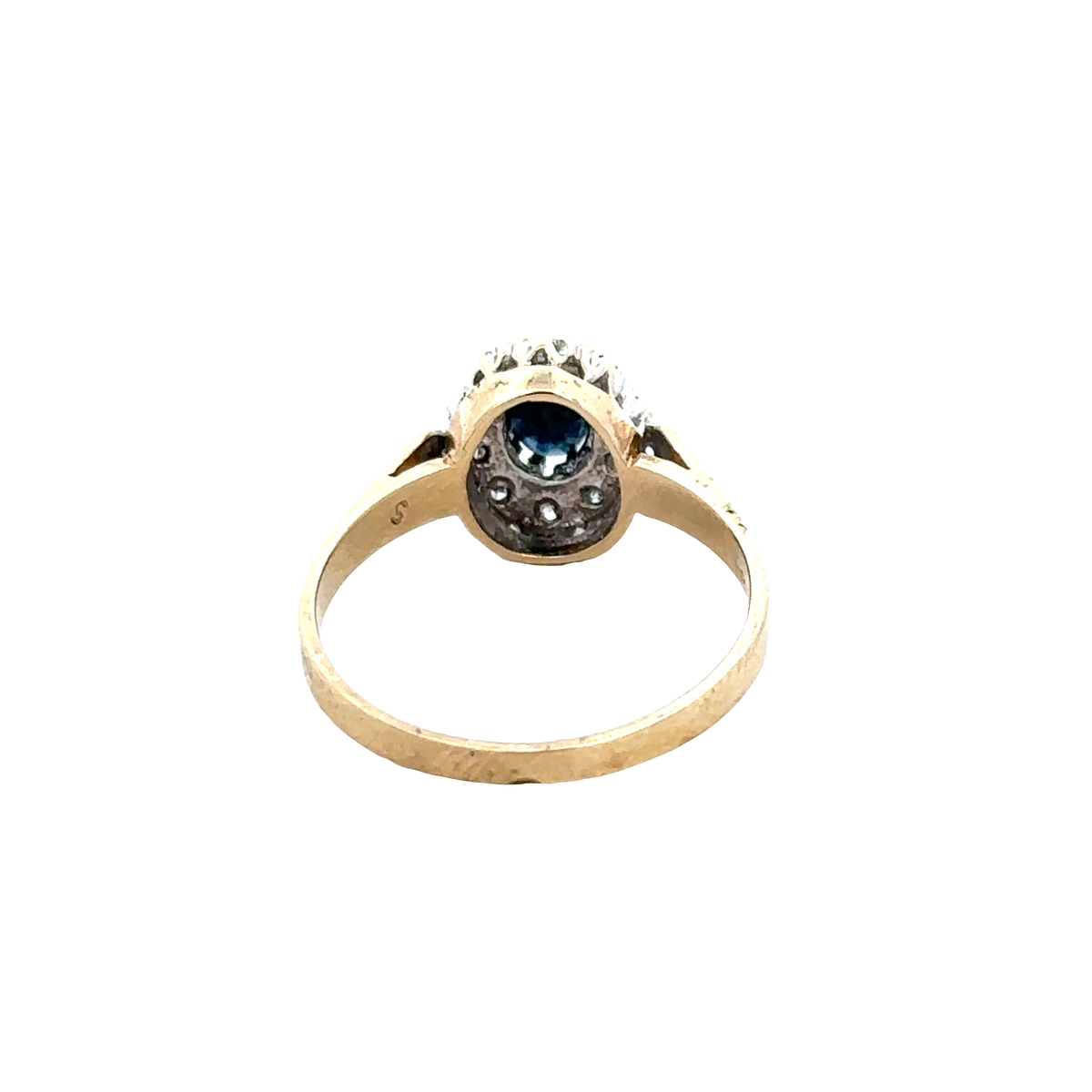9ct yellow gold sapphire and diamond ring size O (sh27803b)