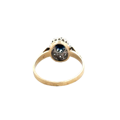 9ct yellow gold sapphire and diamond ring size O (sh27803b)