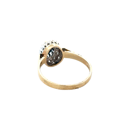 9ct yellow gold sapphire and diamond ring size O (sh27803b)