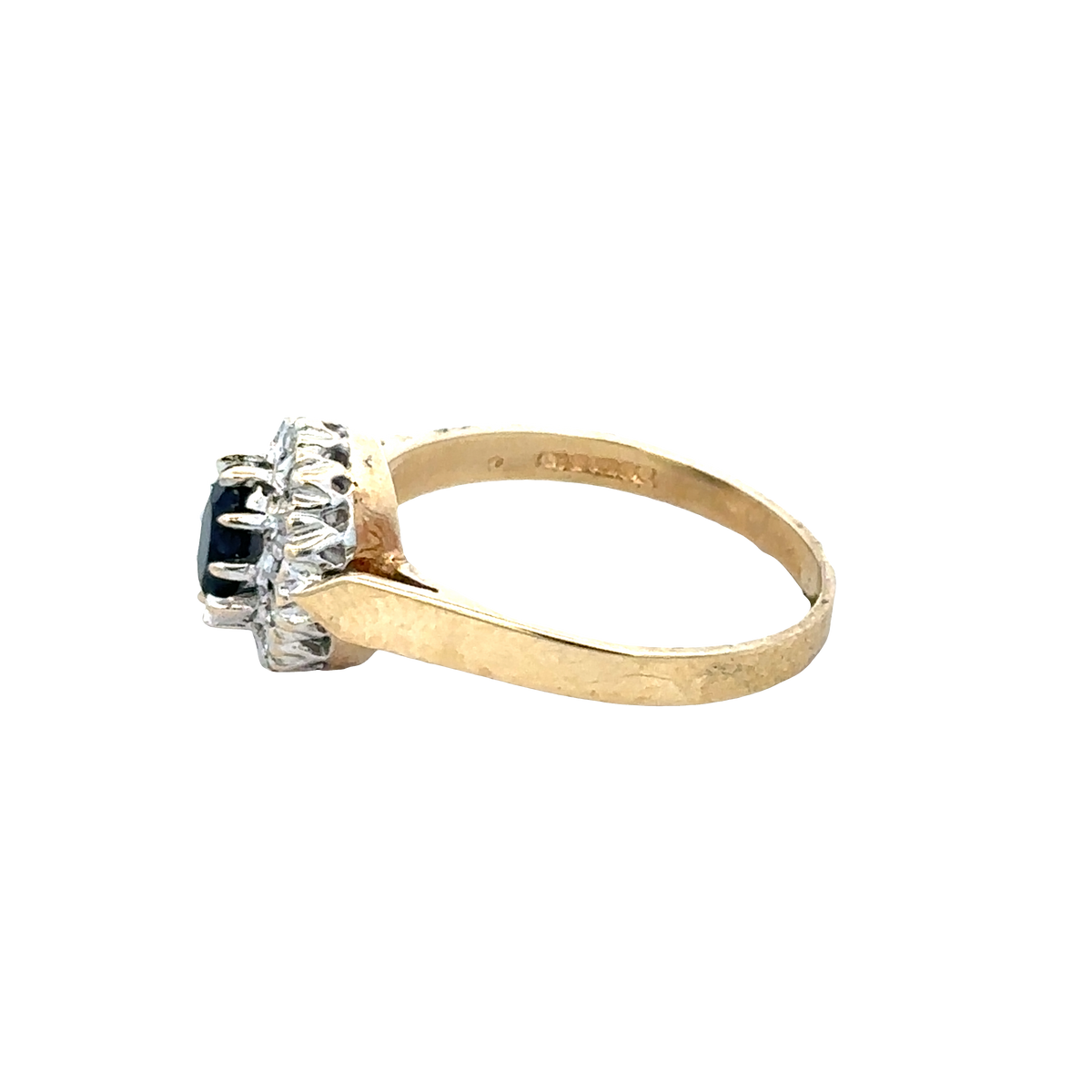 9ct yellow gold sapphire and diamond ring size O (sh27803b)
