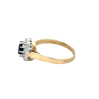 9ct yellow gold sapphire and diamond ring size O (sh27803b)