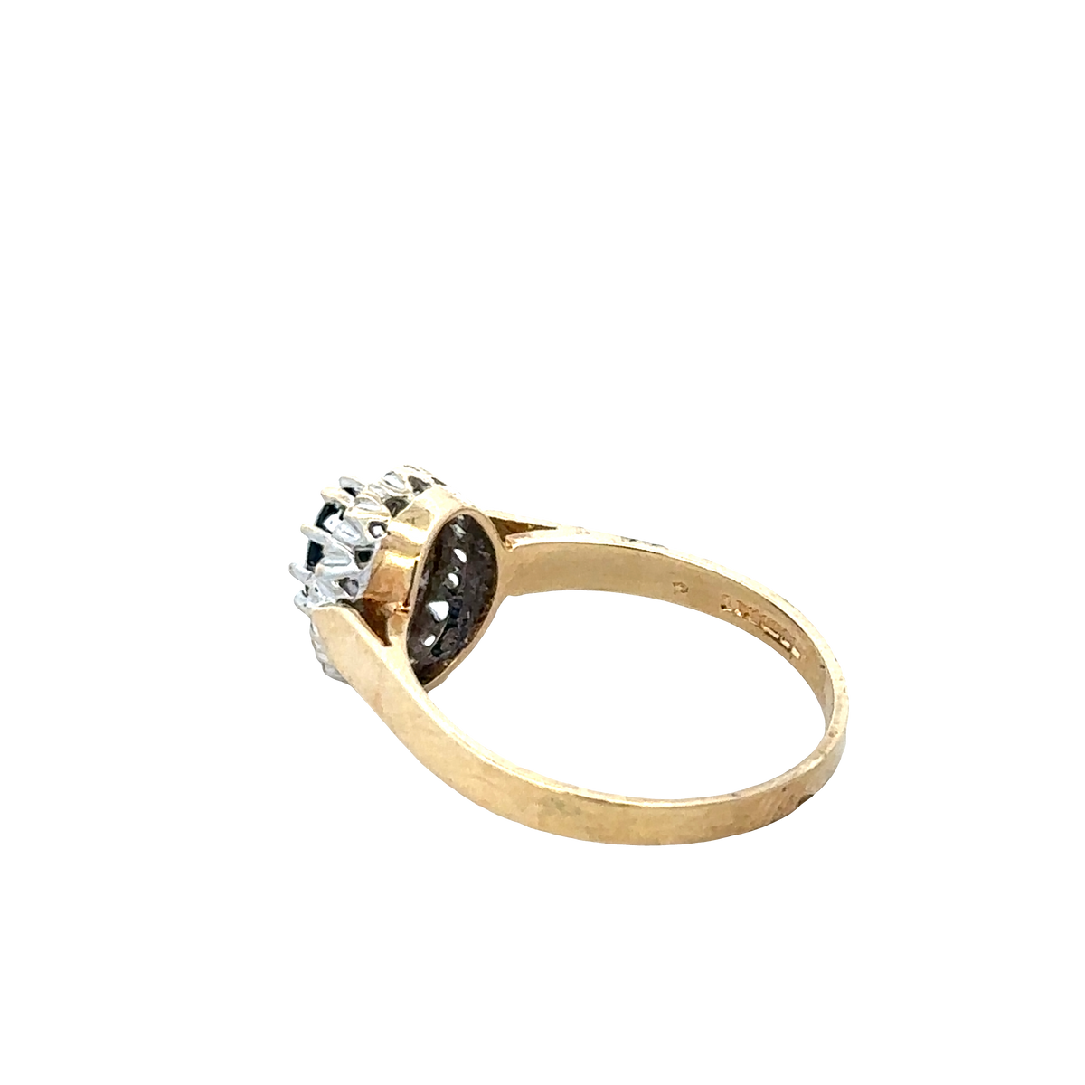 9ct yellow gold sapphire and diamond ring size O (sh27803b)