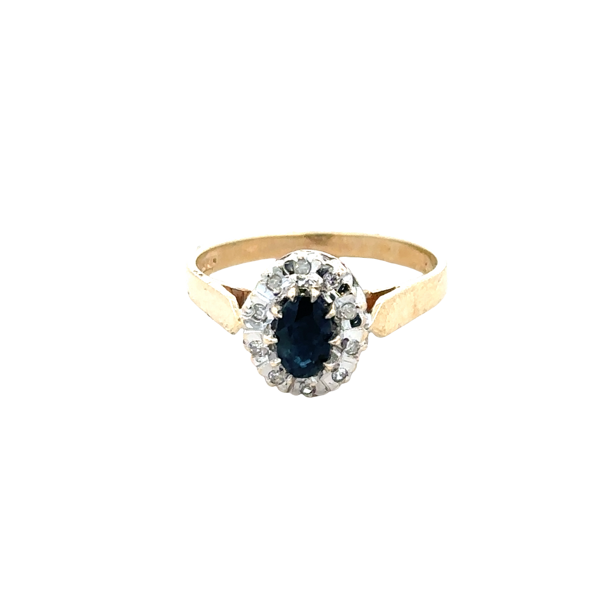 9ct yellow gold sapphire and diamond ring size O (sh27803b)