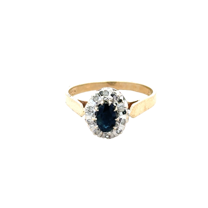 9ct yellow gold sapphire and diamond ring size O (sh27803b)