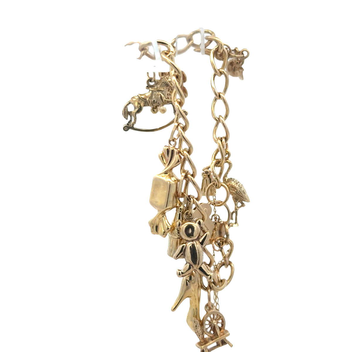 9ct yellow gold charm bracelet 17.4g (sh27974b)