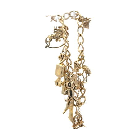 9ct yellow gold charm bracelet 17.4g (sh27974b)