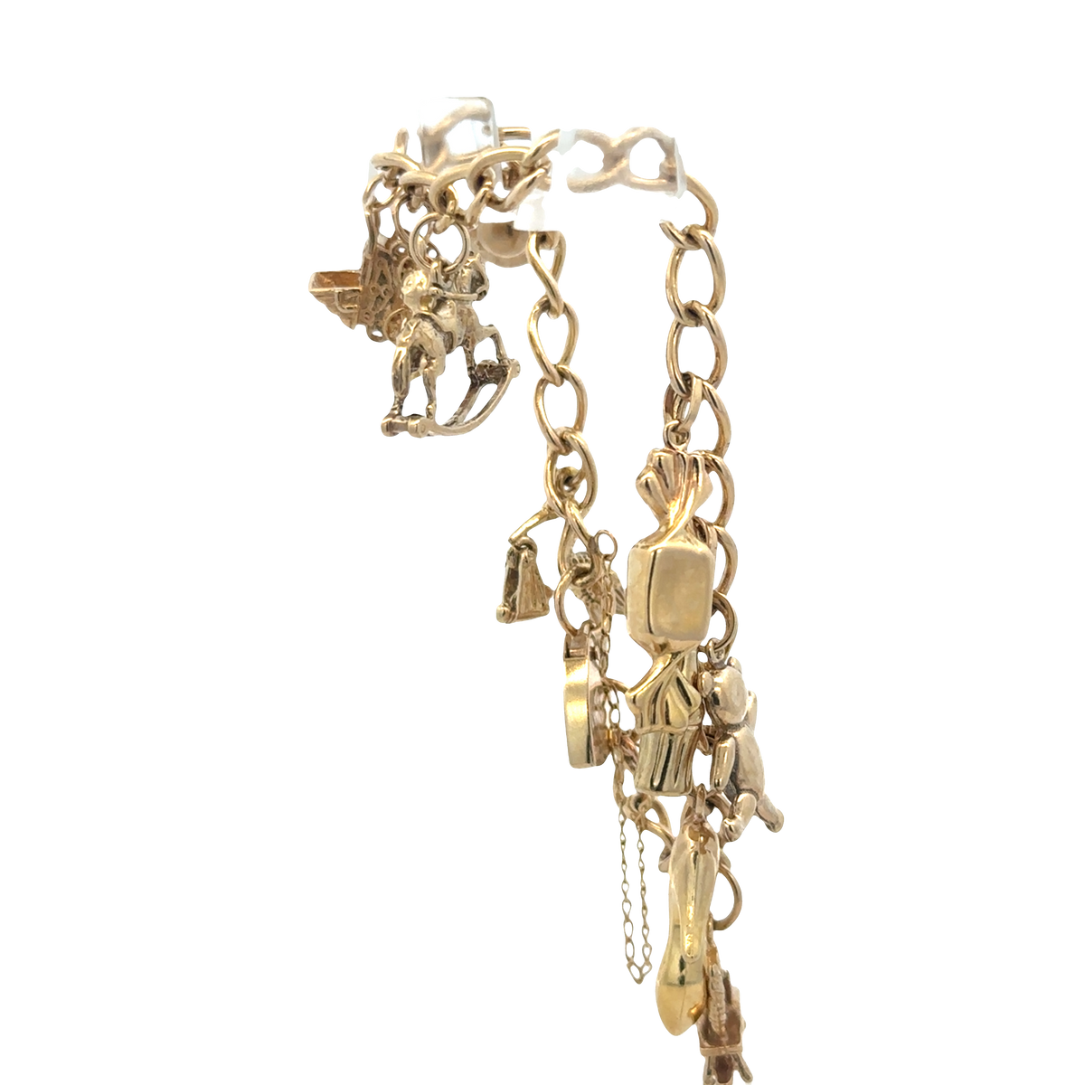 9ct yellow gold charm bracelet 17.4g (sh27974b)