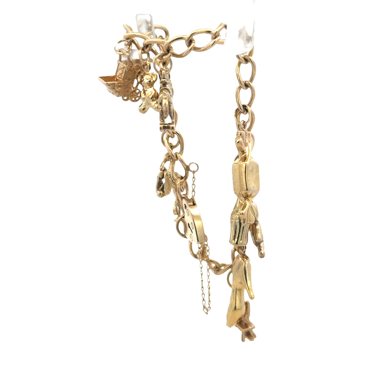 9ct yellow gold charm bracelet 17.4g (sh27974b)
