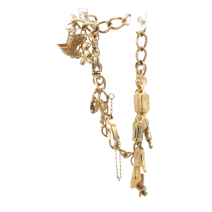 9ct yellow gold charm bracelet 17.4g (sh27974b)